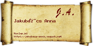 Jakubács Anna névjegykártya